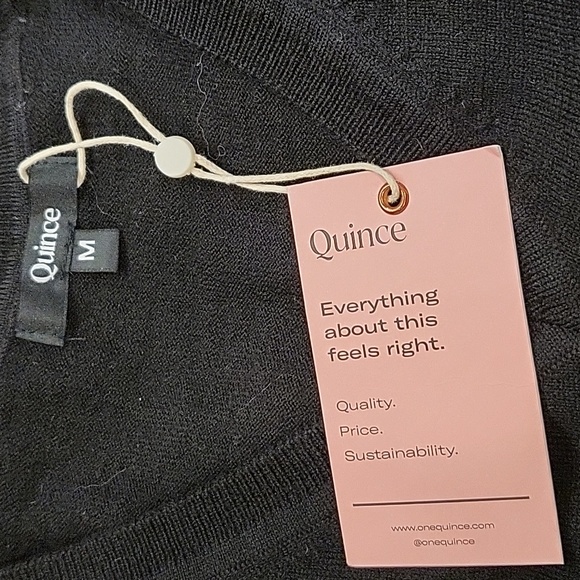 Quince Merino Wool V-Neck Sweater Long Sleeve Black or Navy Blue - Picture 7 of 8